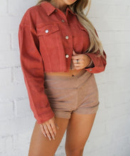 Load image into Gallery viewer, Charlie Cropped Denim Jacket (COPPER)

