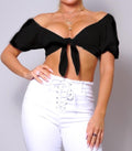 Hannah Front-Tie Puff Sleeve Top