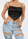 Evelyn Ruched Satin Scarf Crop Top