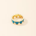Blue Heart Pattern Ring
