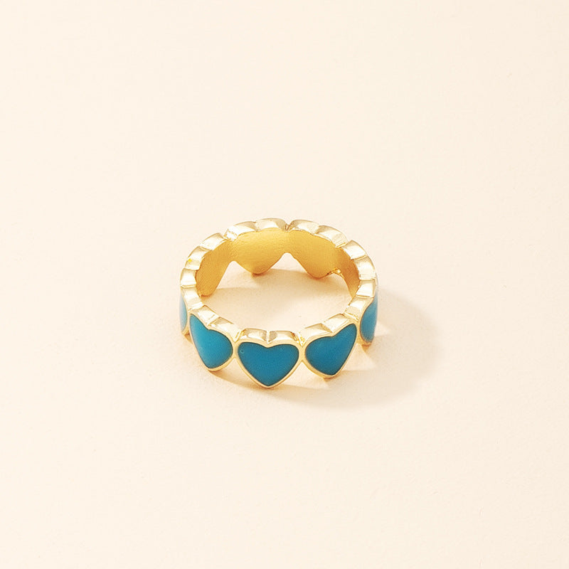 Blue Heart Pattern Ring
