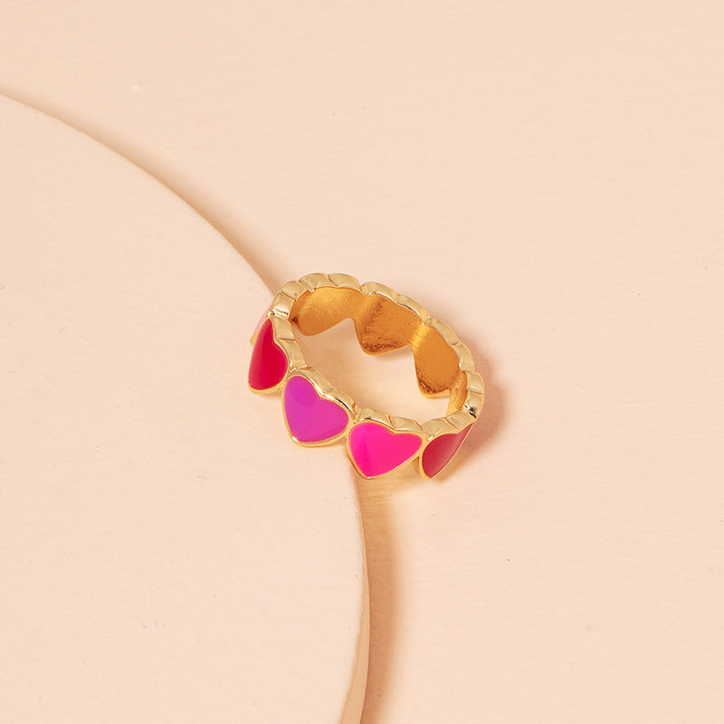 Multi Coloured Heart Ring (GOLD)