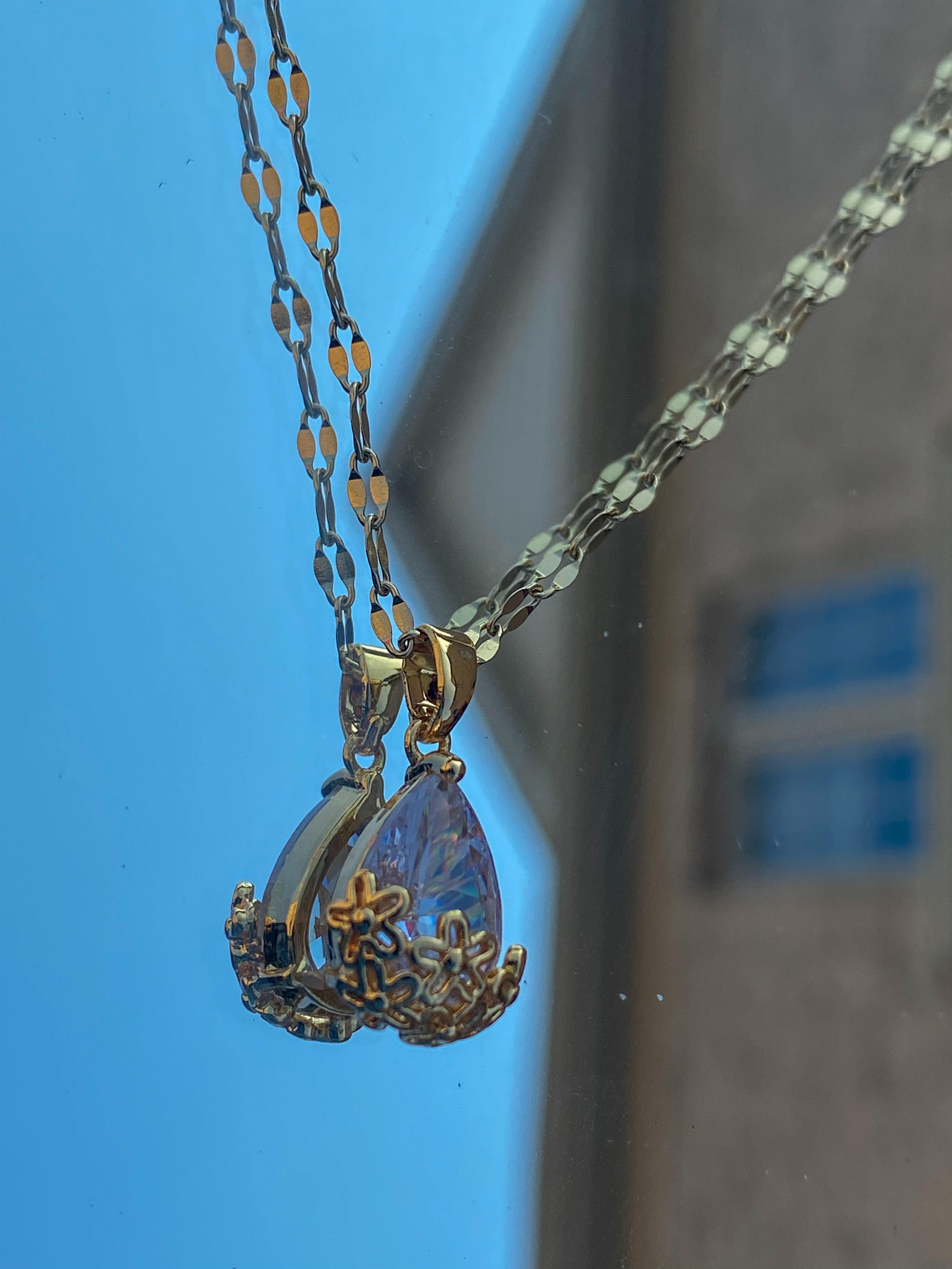 Diamond Wrapped In Flower Necklace