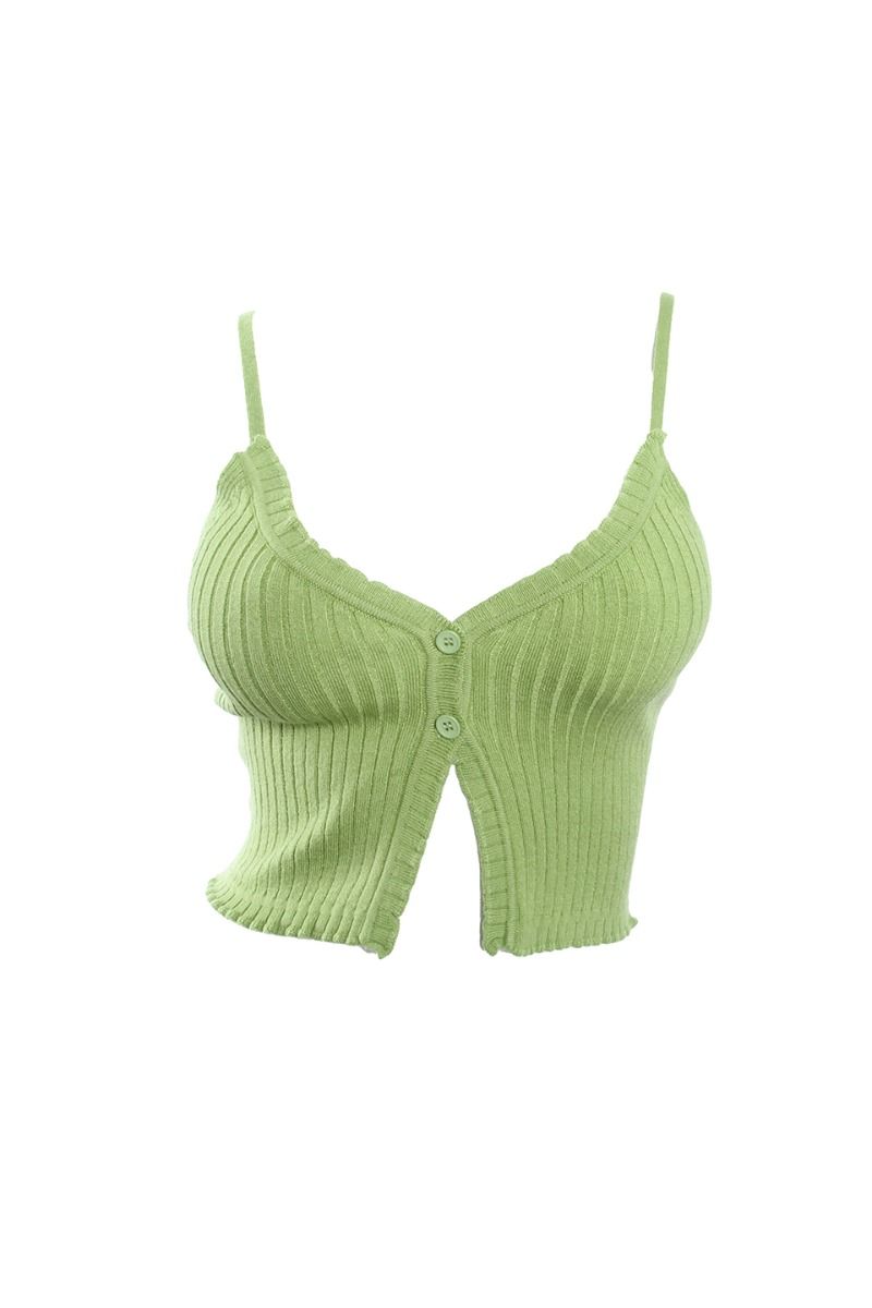 Grace Rib Knit Crop Tank Top (AVOCADO)
