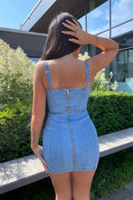 Load image into Gallery viewer, Vanessa Corset Bustier Denim Dress (LIGHT BLUE)
