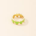 Lime Green Heart Pattern Ring