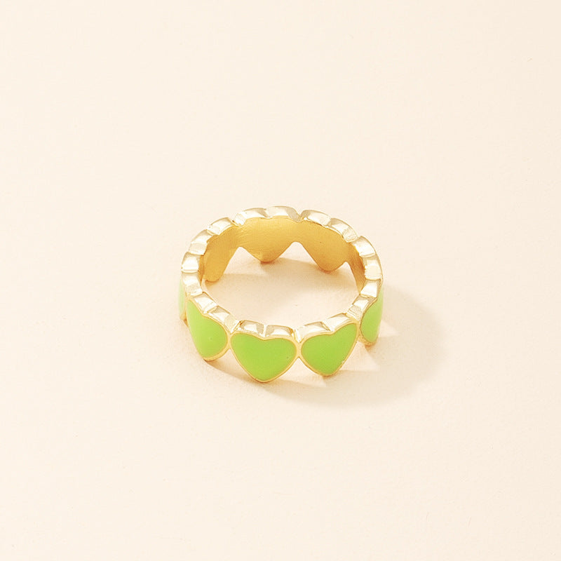Lime Green Heart Pattern Ring