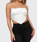 Evelyn Ruched Satin Scarf Crop Top